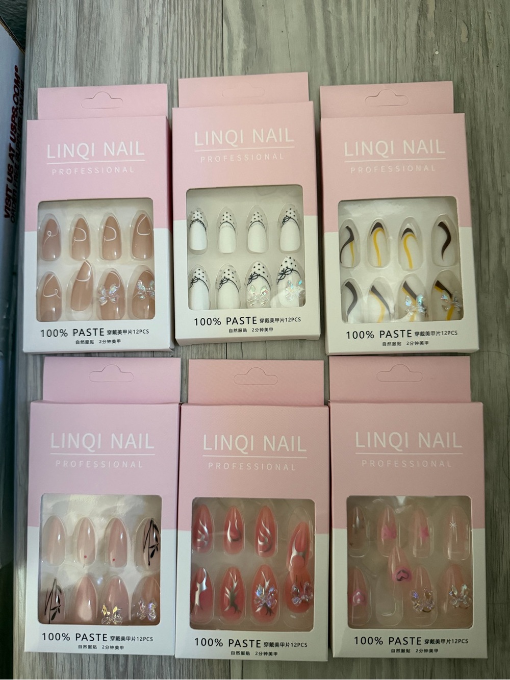LINQI NAIL Professional Press-On Nail Sets (6)